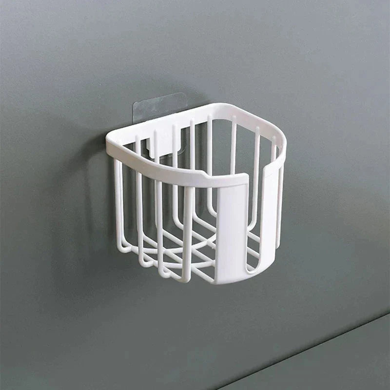 Estante para papel higiénico sin perforaciones, caja de pañuelos para baño y cocina, caja de almacenamiento de papel adhesivo de pared, soporte para papel higiénico, rollo de papel