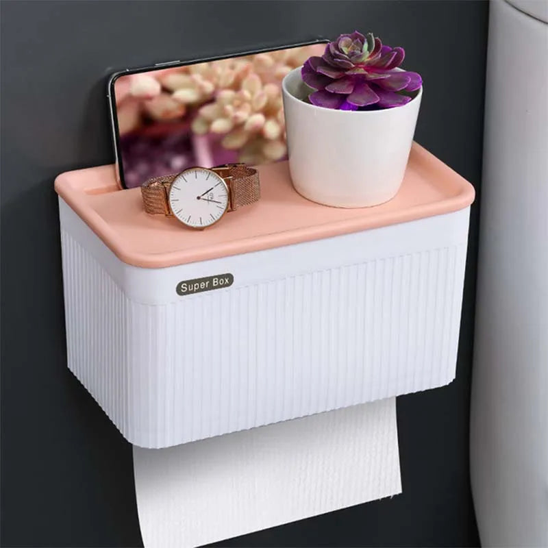 Portarrollos de papel higiénico de pared, caja de pañuelos, impermeable, para toallas de papel, caja de almacenamiento, bandeja, portarrollos de papel higiénico portátil