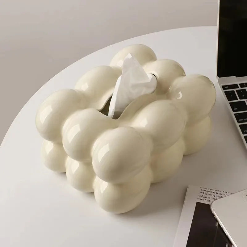 Caja de pañuelos de cerámica, cajón para algodón de azúcar, servilletas, porta toallas de papel, bandeja para cajón, almacenamiento para el hogar, mesa de comedor, caja de pañuelos