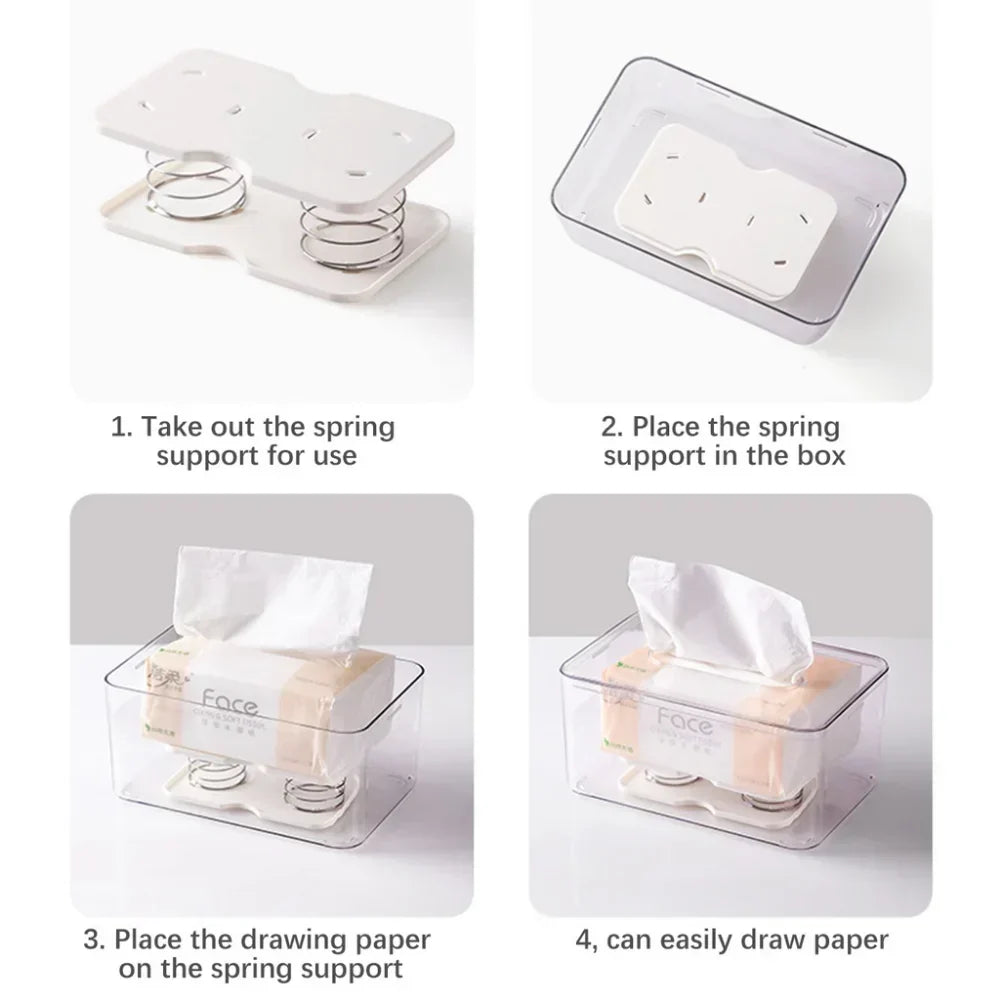 Caja de resortes automática con bandeja para caja de resortes, soporte interior automático para toallas de papel para una conducción segura, cajas de pañuelos de cocina