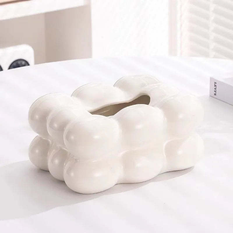 Caja de pañuelos de cerámica, cajón para algodón de azúcar, servilletas, porta toallas de papel, bandeja para cajón, almacenamiento para el hogar, mesa de comedor, caja de pañuelos