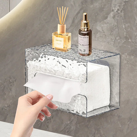 Caja de pañuelos para baño, de pared, estilo glaciar, para toallas de cara, soporte para papel higiénico, cajas de acrílico